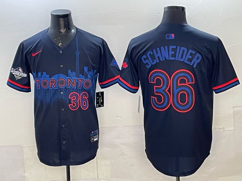 Men 2025 Nike Toronto Blue Jays #36 Schneider Blue Game MLB Jersey 08